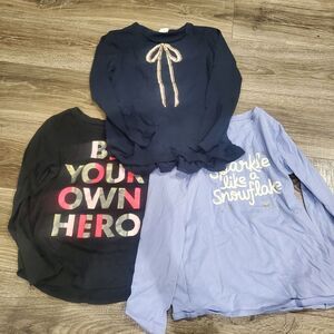 Girls Long Sleeve Shirts Size 10 Zara Long Sleeve Tees Black, Navy, Light Purple